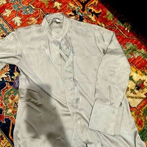 H&m beige satin button up blouse long size medium